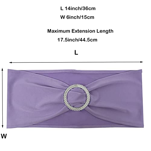 Image of Spandex Chair Sashes Bands, Lavender, 30PCS | Stretch Chair Ties Bows, With Buckle Slider, For Wedding Party Banquet Decoration