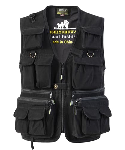 Chaleco de pesca con múltiples bolsillos y chaqueta safari sin mangas para hombre
