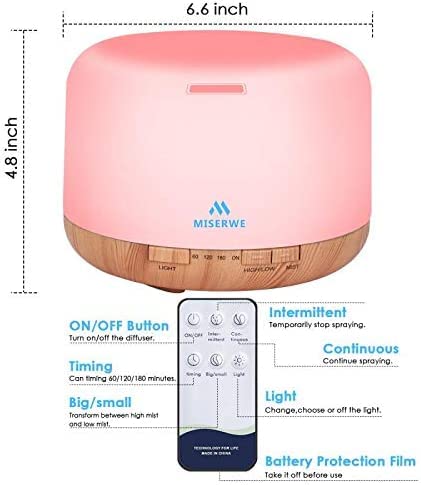 Miserwe 500Ml Diffuser With Remote Control Waterless Automatic Shut Off Essential Oil Diffusers With Timing Mode Adjustable Oil Diffuser For Home #TOP1