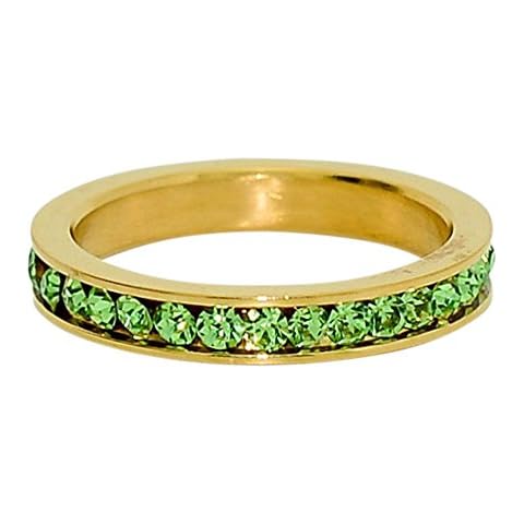 Birthstone Eternity Ring~August~Gold Plated Stainless Steel~Cubic Zirconia CZ Band~Peridot~Light Green Crystals~Stackable~Mother's Ring~Children's Ring~Women's Jewelry (8) Cover