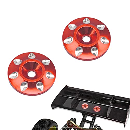 ShareGoo 2Pack Universal RC Metal Rear Wing Buttons Gasket Fixed Rear Tail Wing Washer for 1/10 1/8 RC Off Road Short Truck Buggy Racing Car (Red)