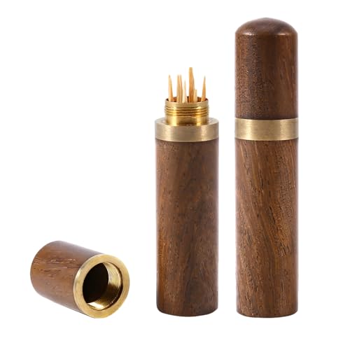 Portable Wood Toothpick Holder Capsule Case, Handmade Craft, Outdoor Use with Toothpick Container, Delicate Screw Connection, for Daily Needs (Genericdz264n8t7a-01)