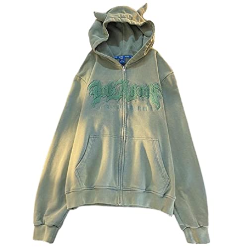 Veste oversize pour femmes avec fermeture éclair et imprimé punk