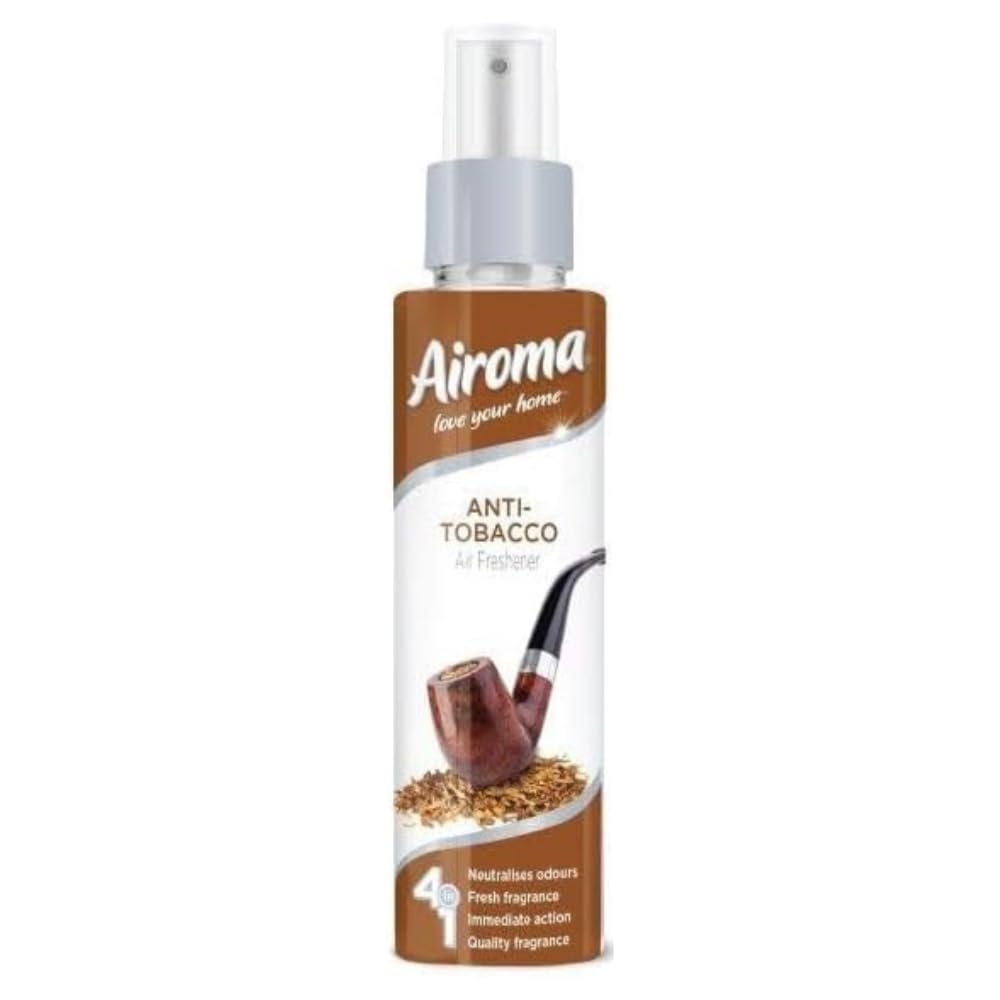 anti tobacco room spray Airoma 4-in-1 Anti-Tobacco Air Freshener Spray 150ml: Cigarette Smoke Odour  Eliminator - Car Air Freshener - Room Spray - Room Fragrance