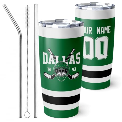 Image of ANTKING Dallas Tumbler 20oz Custom Name Number Travel Mug Gifts | Stainless Steel Insulated Coffee Cup for Men Women