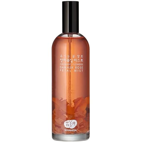 WHAMISA Organic Flowers Damask Rose Petal Mist Cover
