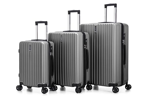 FLIEE Luggage Sets 3 Piece | Aluminum Telescopic Handle | Lightweight Hard Shell Suitcase Sets | TSA 3 Digit Combination Lock | 360° 4 Silent Dual Spinner Wheels| Travel Suitcases (Grey, 3 PCs Set) - Image 8
