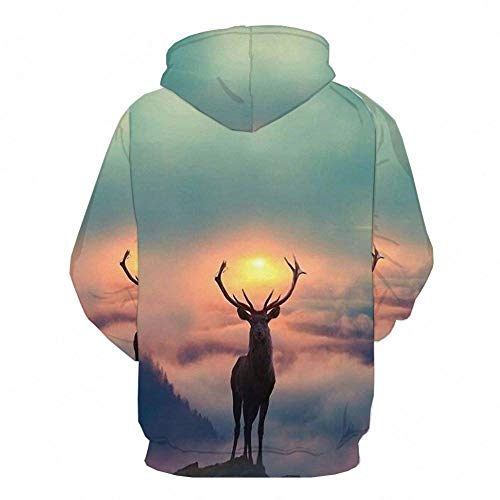 Enfants impression 3D cerf à capuche drôle pull avec poches coupe unisexe