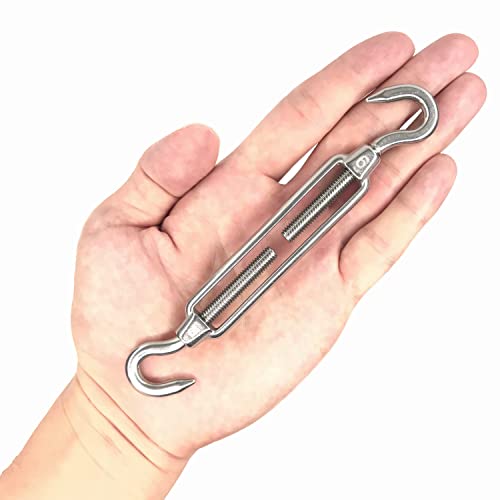 Heverp 6Pcs M6 Stainless Steel Hook & Hook Turnbuckle, Shade Sail Hardware, Heavy Duty Wire Rope Tension, Antirust, C To C Turnbuckles #TOP2