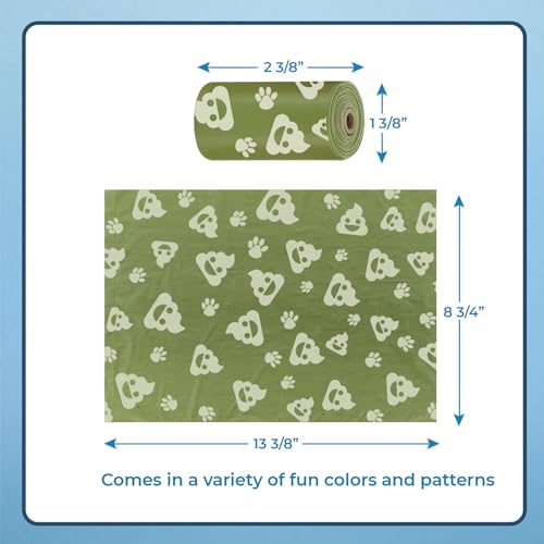 Image of Best Pet Supplies Dog Poop Bags for Waste Refuse Cleanup, Doggy Roll Replacements for Outdoor Puppy Walking and Travel, Leak Proof and Tear Resistant, Thick Plastic - Green with Poop Emoji, 240 Bags
