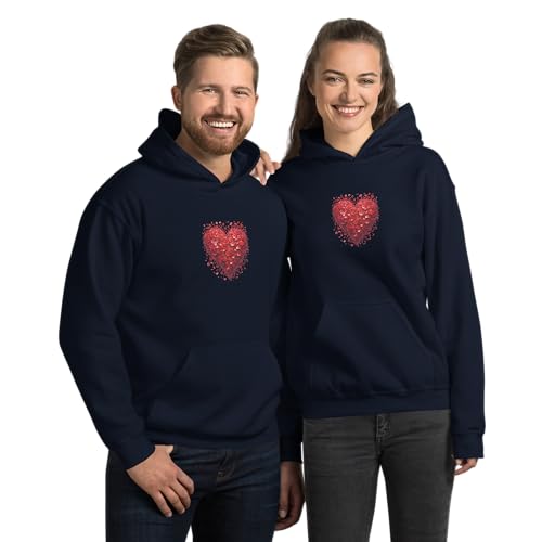 Sweat à capuche imprimé cœur de roses rouges en textile premium bleu marine taille Medium