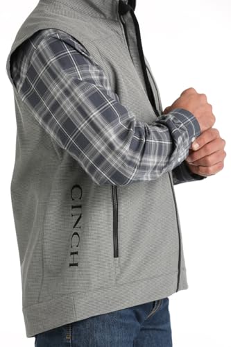 Cinch Western Vest Mens Striped Bonded Logo Zipper Gray MWV15150234