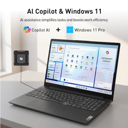 Image of Lenovo V15 Gen 5 15.6 inch FHD Business Laptop, 8GB DDR5 RAM, 1TB Storage | Intel Core i3 6-core (>R3 7320U), W11 Pro, AI Copilot Key, Webcam w /Shutter, Security Chip Discrete TPM 2.0, Black, w / Mouse
