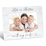 Mom Dad Kids Picture Frame 4x6, Girl Boy Mom Gifts, Daughter Son Mother Father Photo Frame, Mothers Day Birthday Gifts, Life Is Better with My Kids Photo Frame for Tabletop and Wall Decor, Horizontally