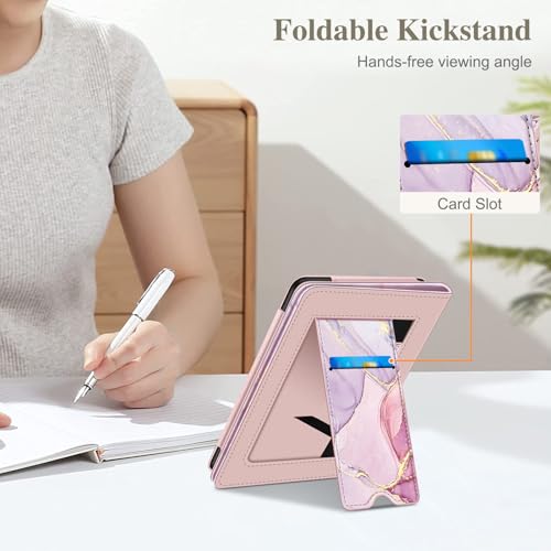 Image of Fintie Case for 7 inch /6.8 inch Kindle Paperwhite(12th /11th Generation-2024 /2021) and Kindle Colorsoft Signature Edition -Slim Foldable Stand Cover Auto Wake /Sleep for Paperwhite 2024,Glittering Marble