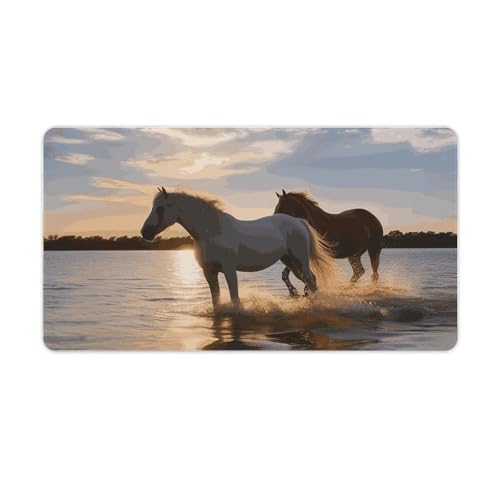Tapis de souris de jeu fluide imprimé chevaux du lac avec base antidérapante