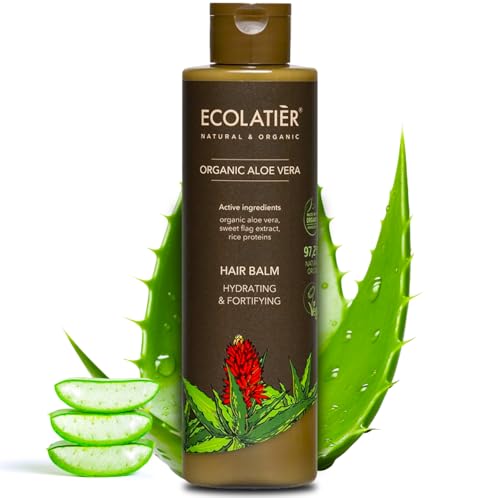 Aloe Vera Hair Balm – Hydrating & Fortifying Conditioner for Women, 98.6% Natural, Vegan, Moisturizing Unisex Conditioner, Deep Treatment for Dry, Damaged & Curly Hair, Sulfate-Free, 8.5 Fl Oz / 250ml