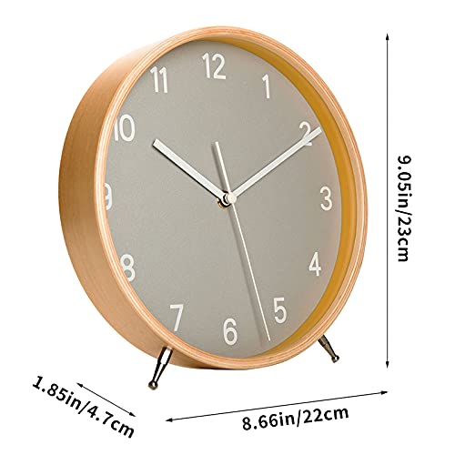 Camsiom RelóGio de Mesa de Madeira, RelóGio de Mesa Retro Antiquado com Movimento de Quartzo NúMeros