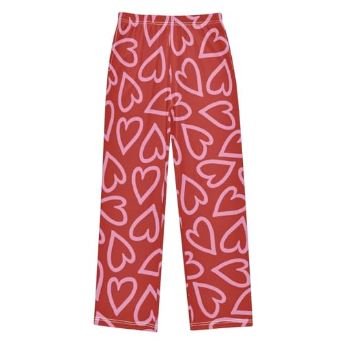 Boys' Pants Pink Heart Outline Sweet Love Long Bottoms Jogger Pants Elastic Waist Trousers with Pockets S-XL