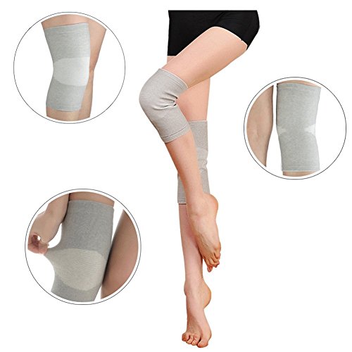 Image of JUMISEE (One Pair) Bamboo Fabric Knee Sleeves For Knee Support, Circulation Improvement & Pain Relief,Sport Compression For Running, Pain Management, Arthritis Pain Women & Men (Gray, X-Large)