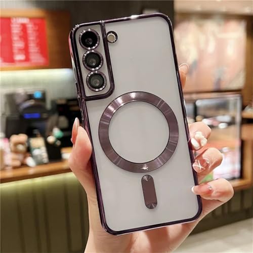 Coque Samsung S23 violet foncé idéale au quotidien avec son dos transparent souple
