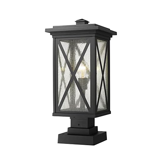 Z-Lite 1 Light Outdoor Pier Mounted Fixture 583PHBS-SQPM-BK