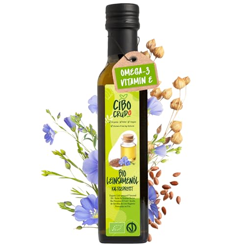 Leinöl Bio Kaltgepresst und Rein - 250ml. Leinsamenöl Bio Reich an Ungesättigte Omega 3 Fettsäuren Antioxidantien und Kalzium. Organic Flaxseed Oil.