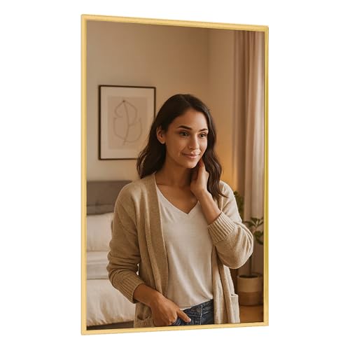 Encuentra espejo de aluminio dorado marca bluelander, en la categoría de espejos para baño. Espejo de aluminio dorado Marca Bluelander 5