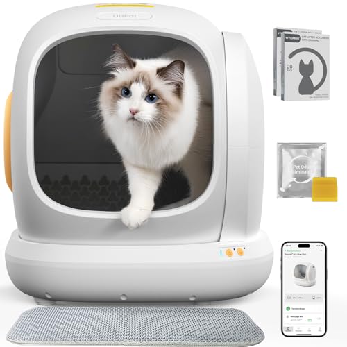 Lettiera Autopulente Per Gatti, Ultra Grande 57,6L, Lettiera Intelligente Automatica con Ideale per Multi Gatto, Isolamento Odori/Comando APP (UBPet-C20)