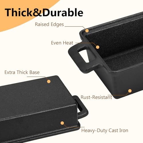 2 in 1 Cast Iron Bread Loaf Pan with Lid, Loaf Pans for Baking Bread 23 x 11 cm, Even Heat Distribution for Homemade Bread, Meatloaf - Image 4
