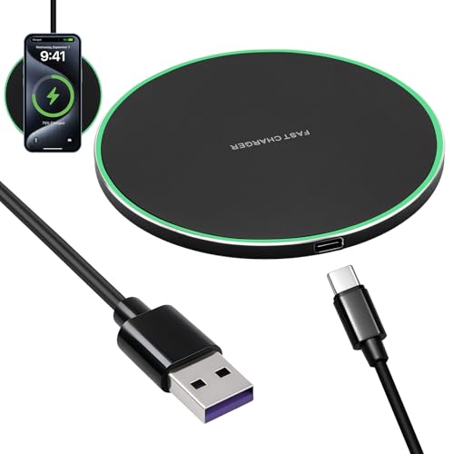 Fast Wireless Charger 35W Qi Wireless Charging Pad, Ultra Slim Phone Charging Station with USB-C, Case Friendly Wireless Phone Charger for iPhone 17 16 15 14 13 12 Galaxy S25 S24 S23