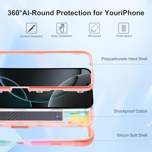 Image of MARKILL Plastic, Silicone Compatible with iPhone 16 Pro Max Case 6.9 Inch with Ring Stand, Heavy-Duty Military Grade Shockproof Case Phone Kids Cover For iPhone 16 Pro Max
