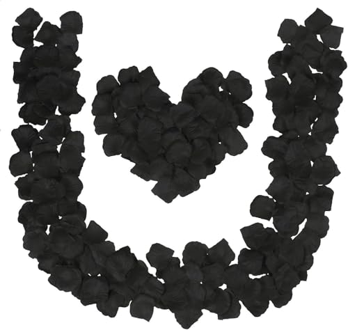 Grever 1000 Pieces Artificial Silk Rose Petals Faux Black Flowers for Wedding Valentines Proposal Anniversary and Romantic Party Decoration (Black)
