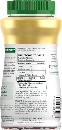 Nature's Bounty Vitamin B12 Gummies, Mixed Berry Flavor, 500mcg, 160 Count - image 7