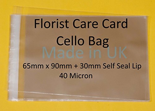 celloexpress Florist Care Card/ATC - 65mm x 90mm + 30mm Flap - Cellophane Display Bags Self Seal 40 Micron - Tiny Cello - Pack of 250 - Image 2