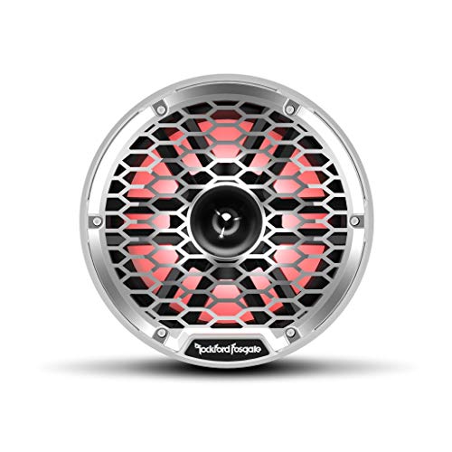 Image of Rockford Fosgate M2-8H Color Optix 8 inch Marine Speakers - White(Pair) | 2-Way Coaxial /Horn Tweeters, Sport and Stainless Grilles Options, Offering Ultra Bright Multicolor LED Lighting Experience