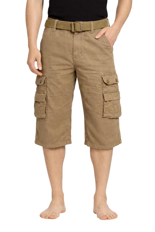 Image of Krystle Men's Cotton Cargo Capri Shorts Below Knee | Multi-Pocket Casual Summer Wear (Multicolor,Multisize) (Comfortable)
