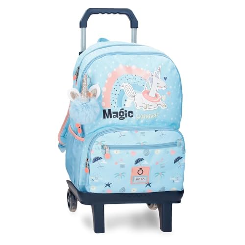 Magic Summer Zaino scuola con carrello 32x44x17 cm Taglia unica con poliestere blu