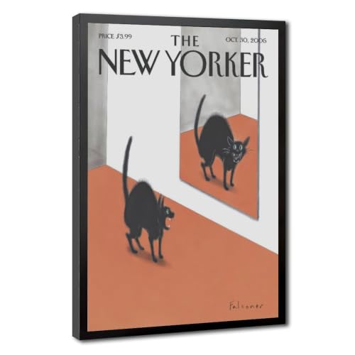Yorker Magazine Poster Canvas Wall Art Oct 30, 2006 Pink Corridor Black Cat
