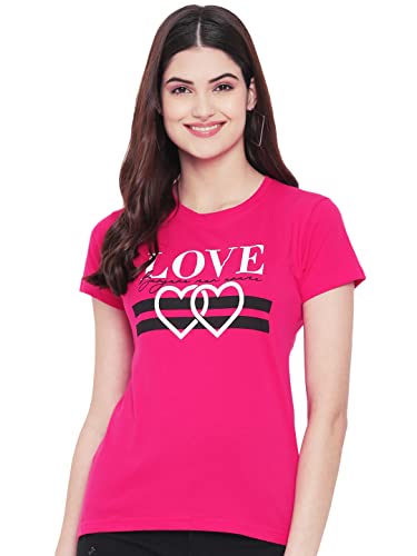 Image of Preneum Women's Cotton Regular Fit Graphic Stylish Printed Short Sleeves Casual T-Shirt |Trend & Styles