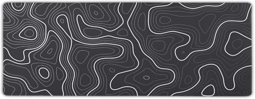 Image of Saco XXL Gaming Mouse Pad for PC - Large Desk Mat 900x400x3mm, Extended Non-Slip Rubber Base, Waterproof Surface, Topographics Design, Big Keyboard Mouse Pad for Office & Home Setup