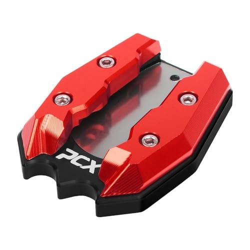 に適合するPCX160用オートバイCNCアルミサイドキックスタンド拡大パッドサポートフットキックスタンドプレートエクステンション(Red)