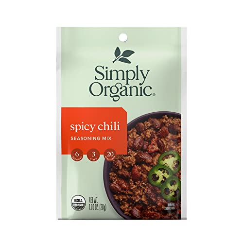Simply Organic Spicy Chili, Seasoning Mix, Certified Organic, 1-Ounce Packets (Pack of 12)