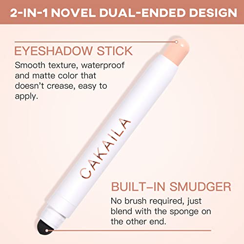 Lokfar Cream Eye-Shadow Stick, Waterproof Cream Eyeshadow Pen Rotatable Creamy Eye Shadow Pencil Crayon, Matte And Shimmer Eyeshadow Makeup Stick With Sponge Smudger (12# Matte Pinkish White) #TOP6