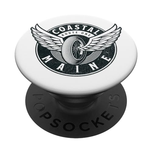 Coastal Route 1 One Maine Biker Motorcycle Trails PopSockets Swappable PopGrip, Black
