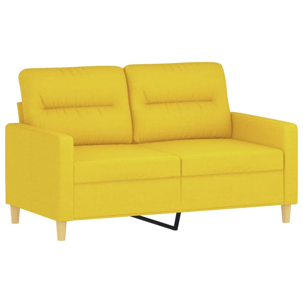 Juego de 2 piezas de sofá con cojín de ruedas, tejido amarillo claro para salón, resistente y transpirable, asiento acolchado grueso y reposabrazos, estructura de madera contrachapada