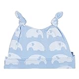 KicKee Pants Boys' Essentials Print Double Knot Hat, Pond Elephant, Newborn-3 Months