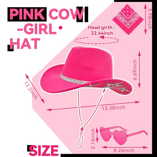 SHENYI Cowgirl Hat and Bandana and Heart Sunglasses Glitter Rhinestone Star Cowboy Hat Western Sparkly Hats for Women Men2