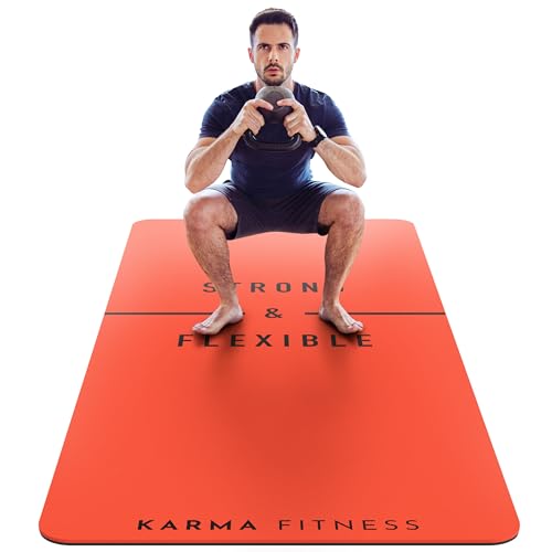 Stor träningsmatta – extra bred och extra tjock yogamatta (183 cm x 80 cm x 10 mm), TPE fitnessmatta med gratis bärremmar, perfekt för HiiT...