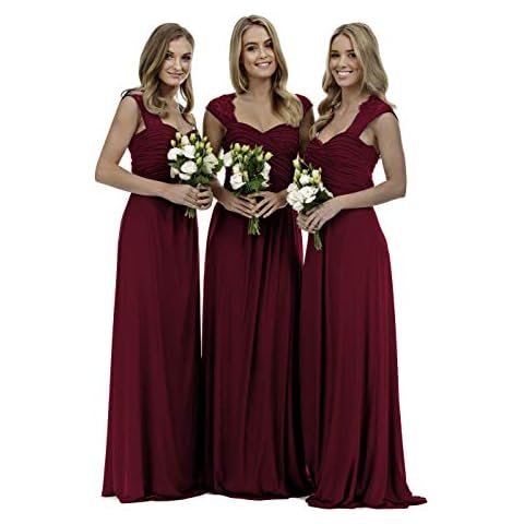 Lecureler Long Lace Prom Bridesmaid Dress Burgundy Size 12 Cover